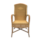 Red vintage décor rattan armchair