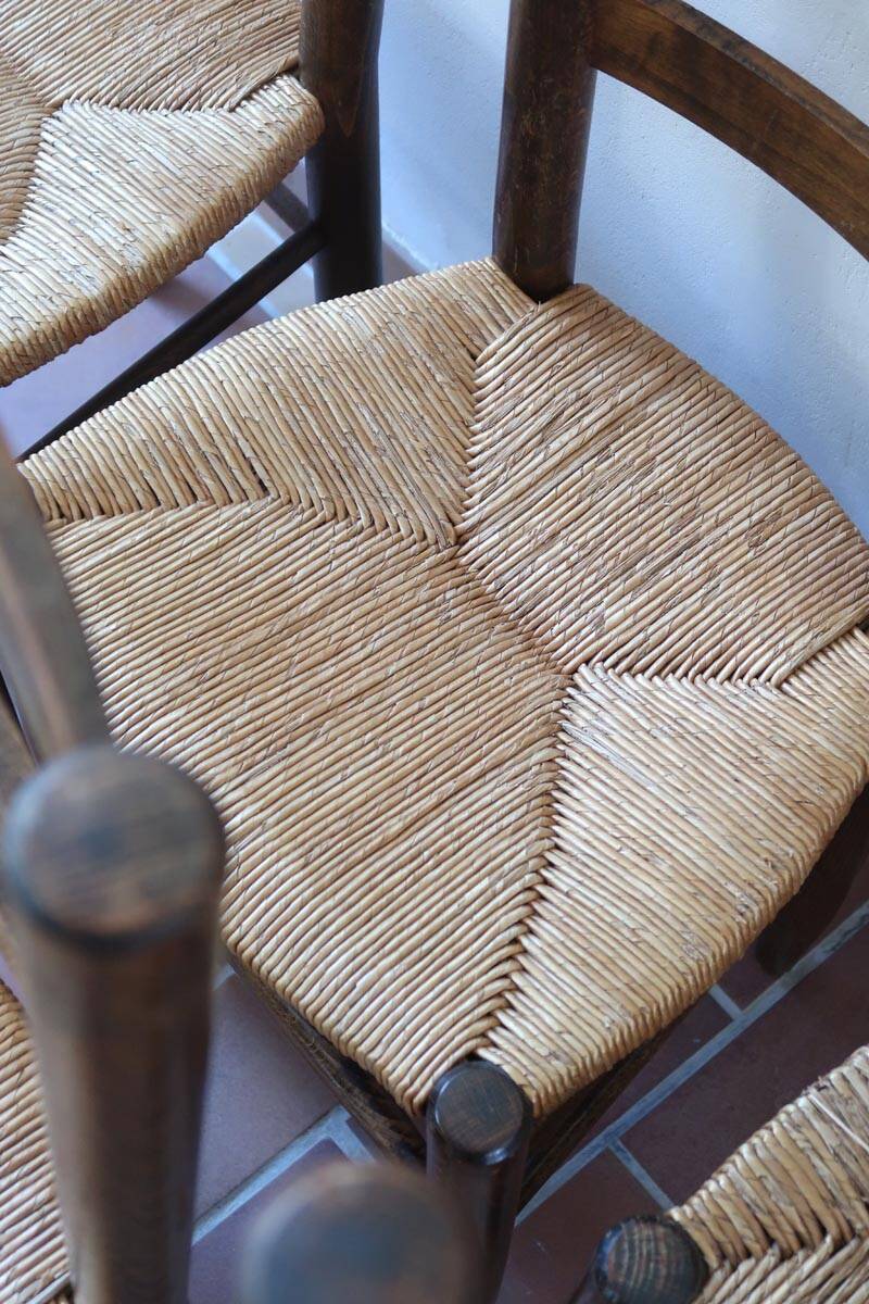 6 straw farm chairs