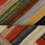 9x12 Kilim Red Green Oversize Vintage Kilim Rug, 275x370Cm