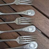 Set of 6 silver plated metal forks and spoons 20g with medallion f