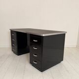 German Bauhaus Writing Desk in Black Lacquered Metal, 1925