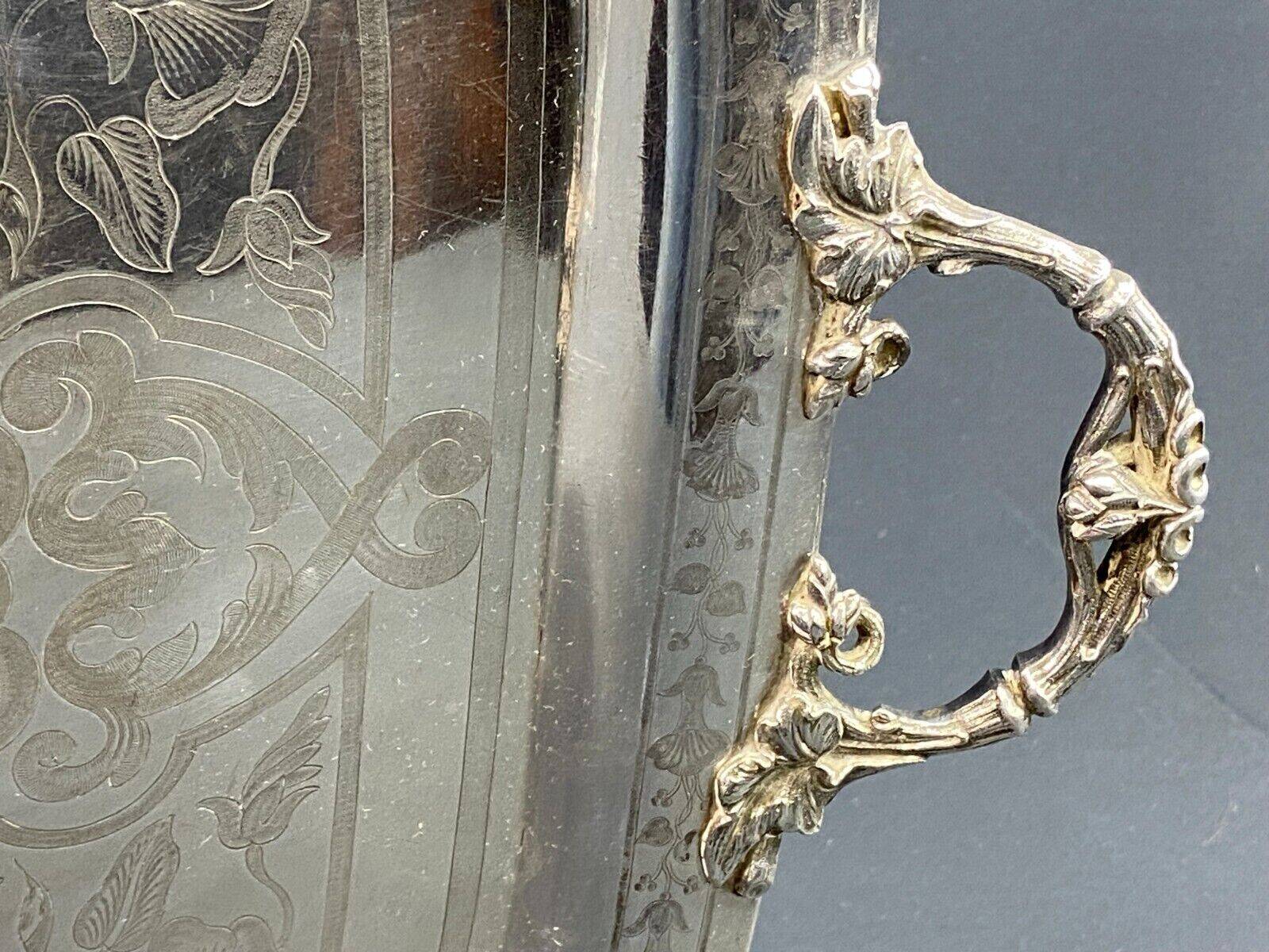 Large tray with monogrammed handles in silver metal 19th century Napoleon III