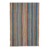 Tapis kilim vintage turc Oushak fait à la main en laine et coton bleu 154x230