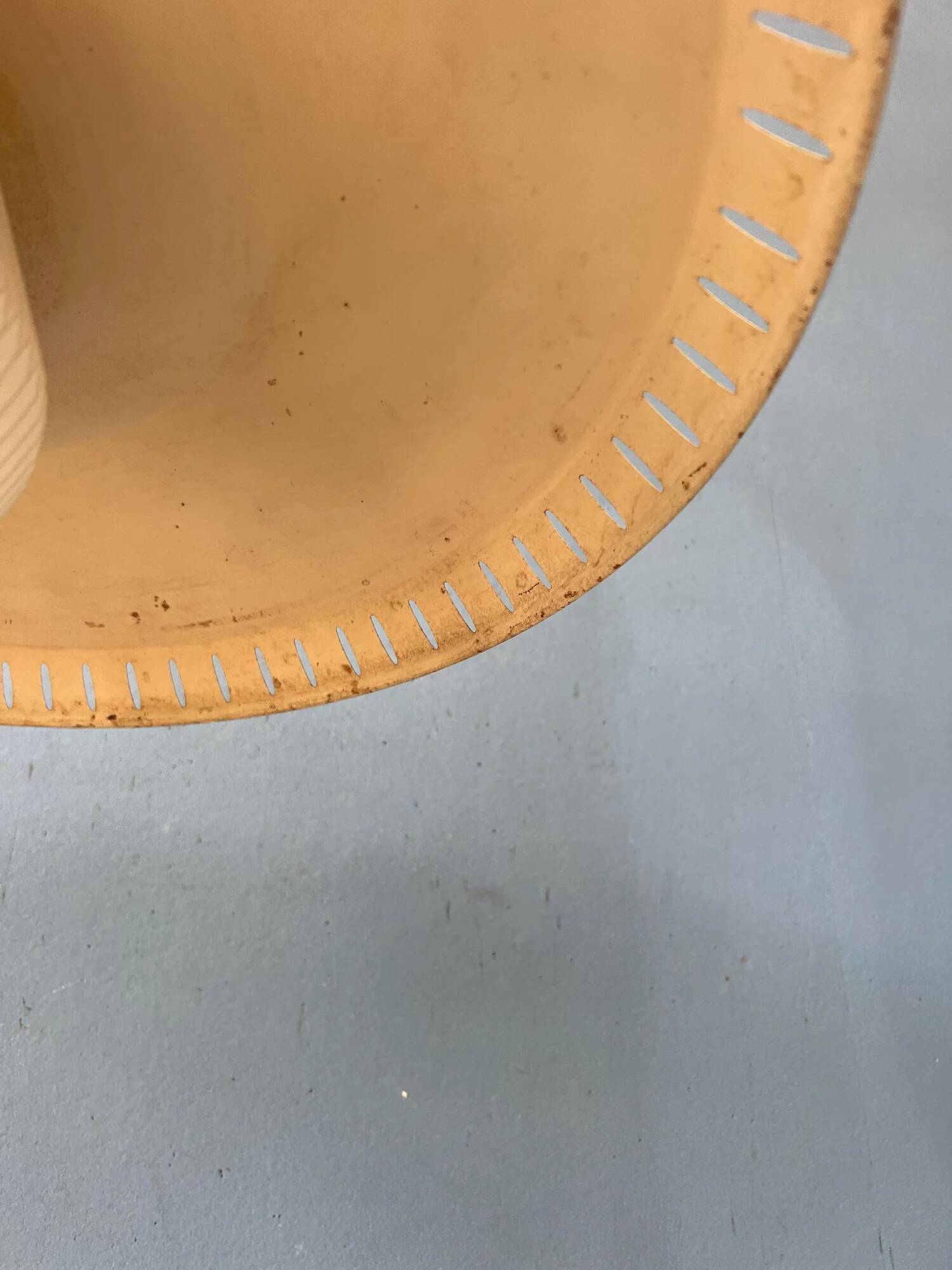 Vintage Louis Kalff enamel opaline glass pendant lamp