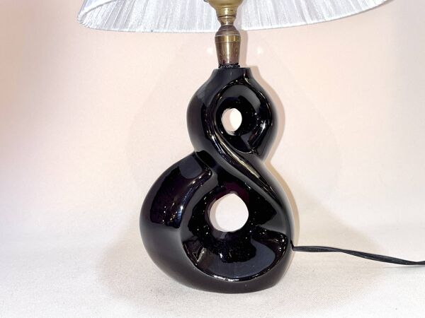 Lampe de chevet céramique rouge et noir 8 Vallauris années 50 1950 vintage