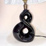 Red and black ceramic bedside lamp 8 Vallauris 50s 1950 vintage