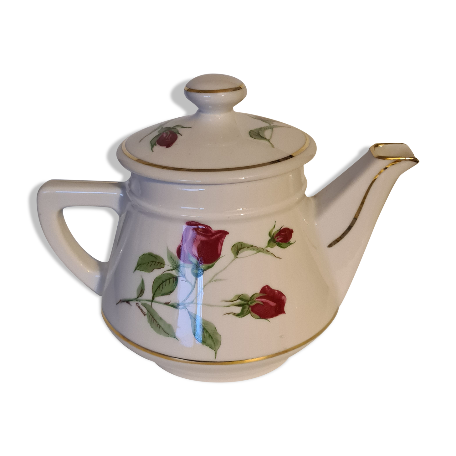 Teapot Email de Limoges Porcelain from Barry Décor Roses