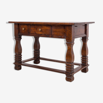 Table en chêne massif, fin du 18ème ou début du 19ème siècle, style rustique, table de préparation ou de salle à manger