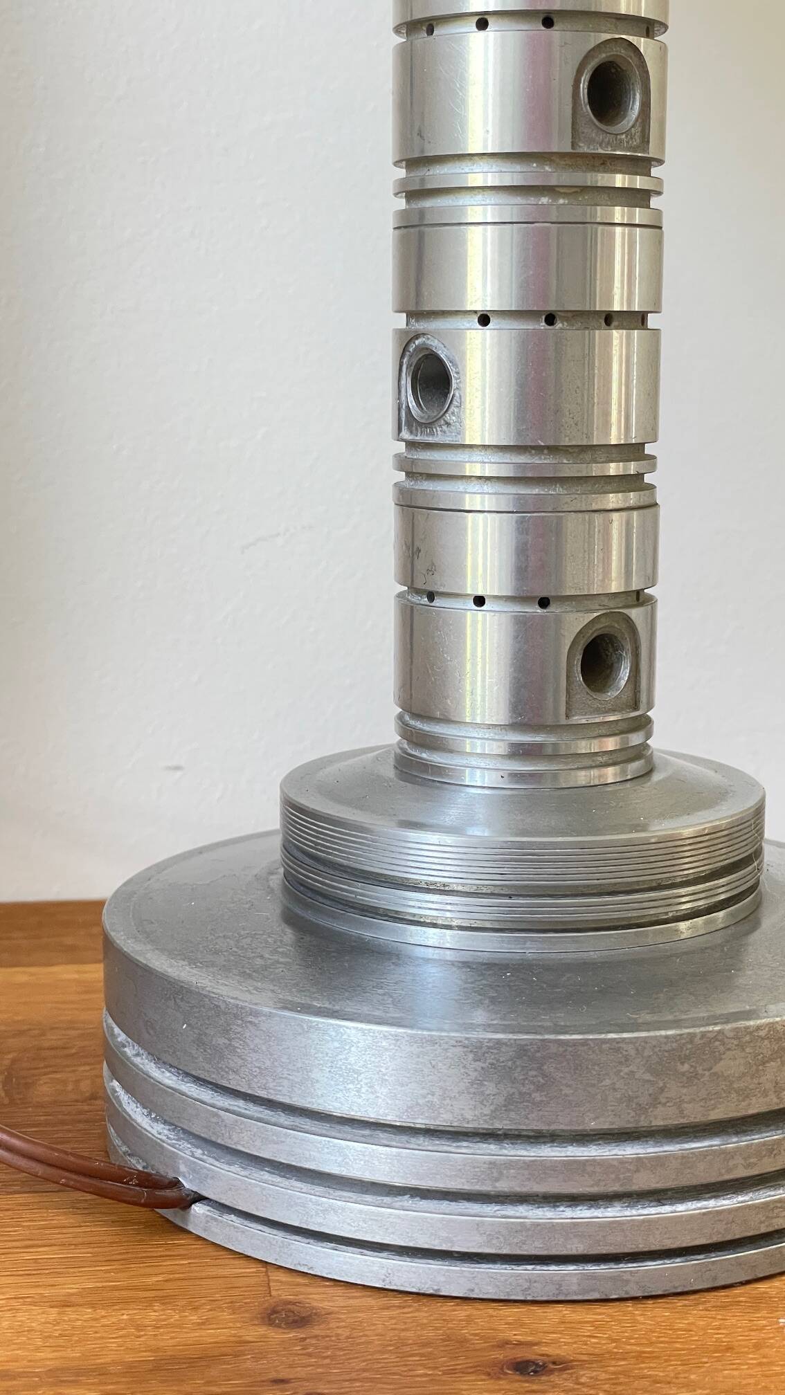 Industrial lamp polished metal and fabric kaki vintage