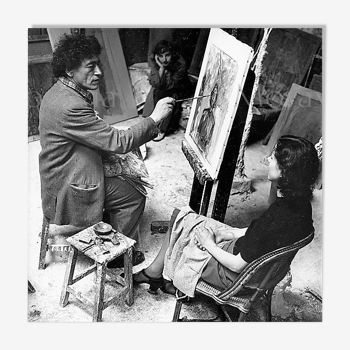 Photographie "Alberto et Annette Giacometti" Paris, 1951    /    15 x 15 cm