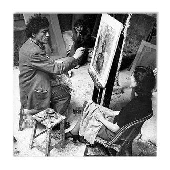 PHOTOGRAPHIE, "Alberto et Annette Giacometti", Paris, 1951 / 15 x 15 cm