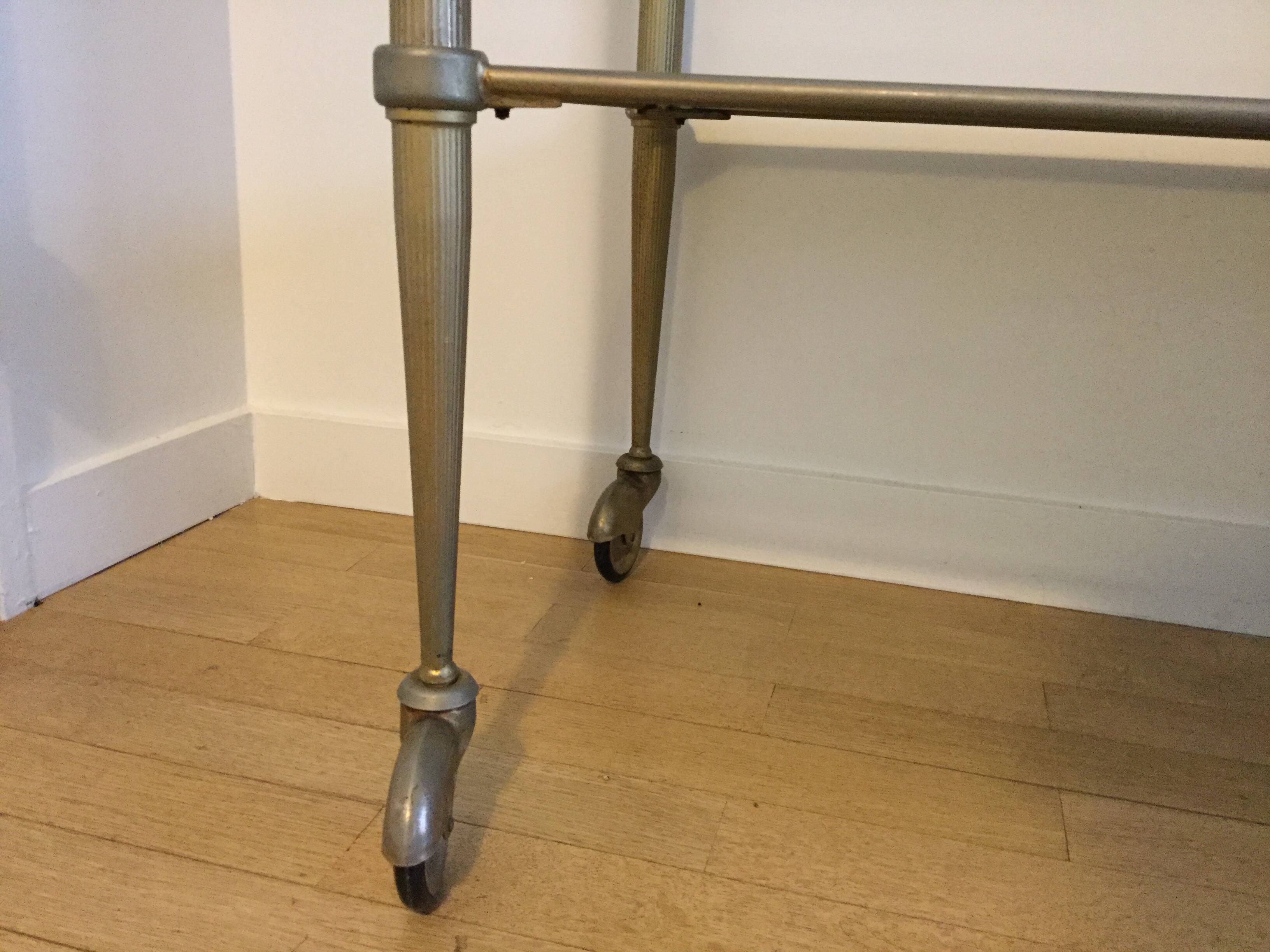 70s Furniture Glass and Brass Trolley on Wheels