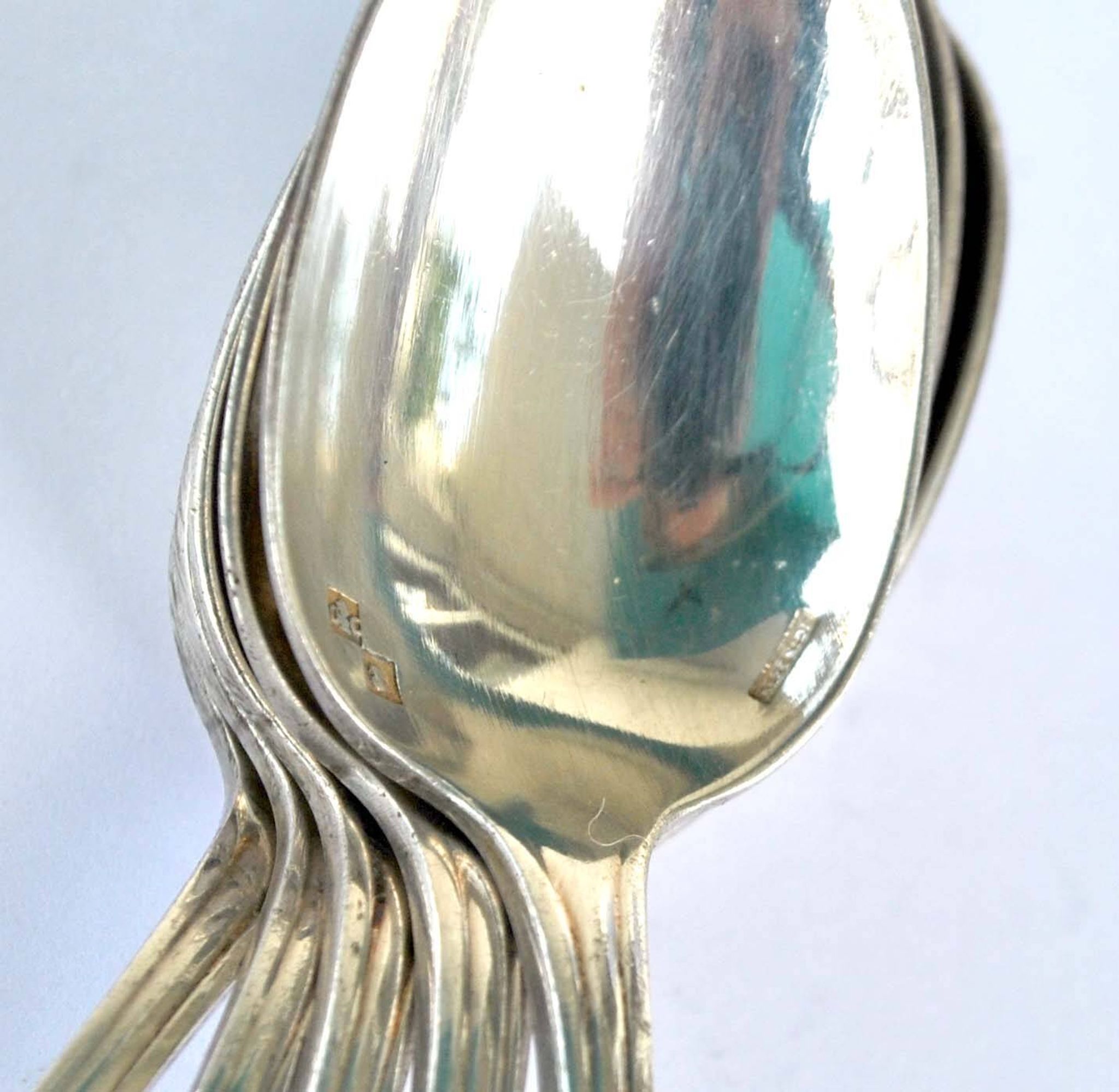 Christofle - set of 5 coffee mocha spoons model pompadour silver metal 10 cm