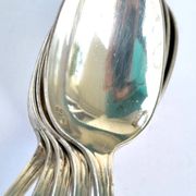 Christofle - set of 5 coffee mocha spoons model pompadour silver metal 10 cm