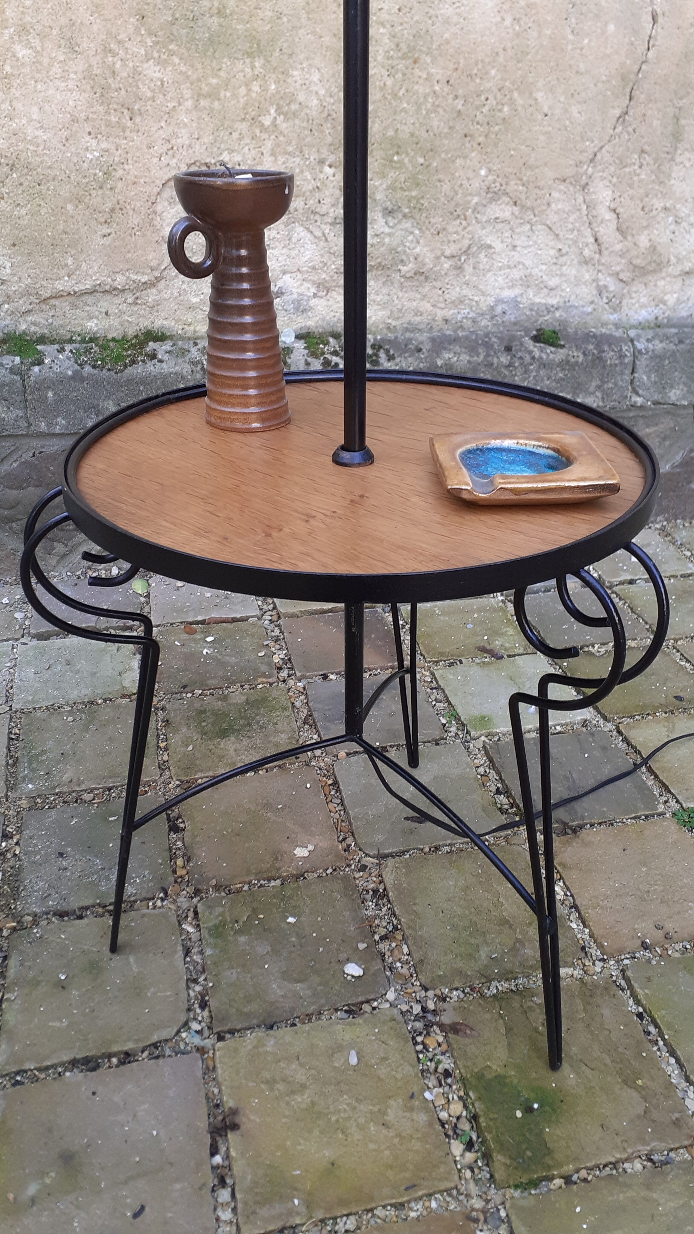 Lampadaire vintage année 50/60 fer forgé laqué noir