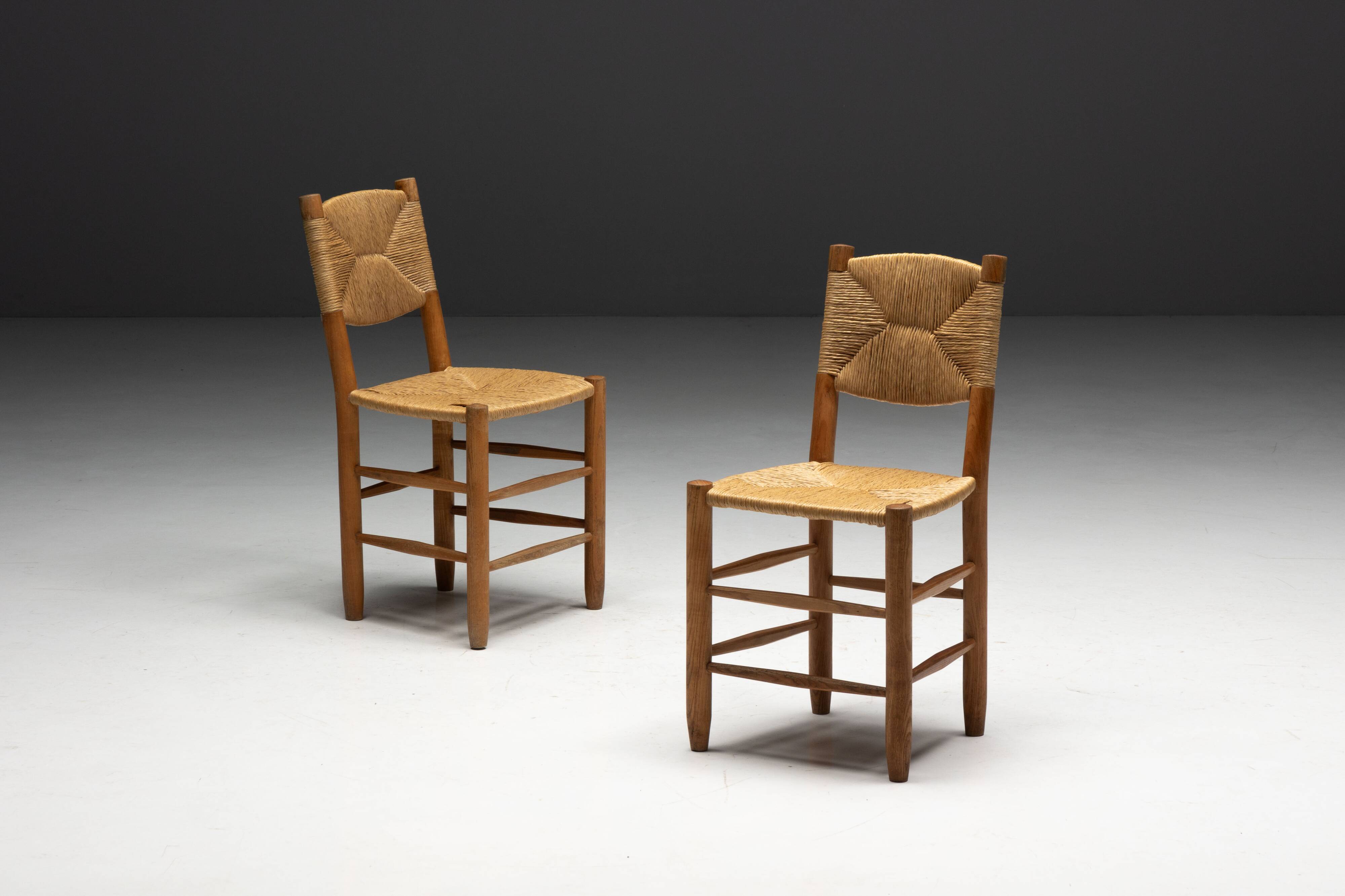 "Bauche" Dining Chairs by Charlotte Perriand for Steph Simon, France, 1950s