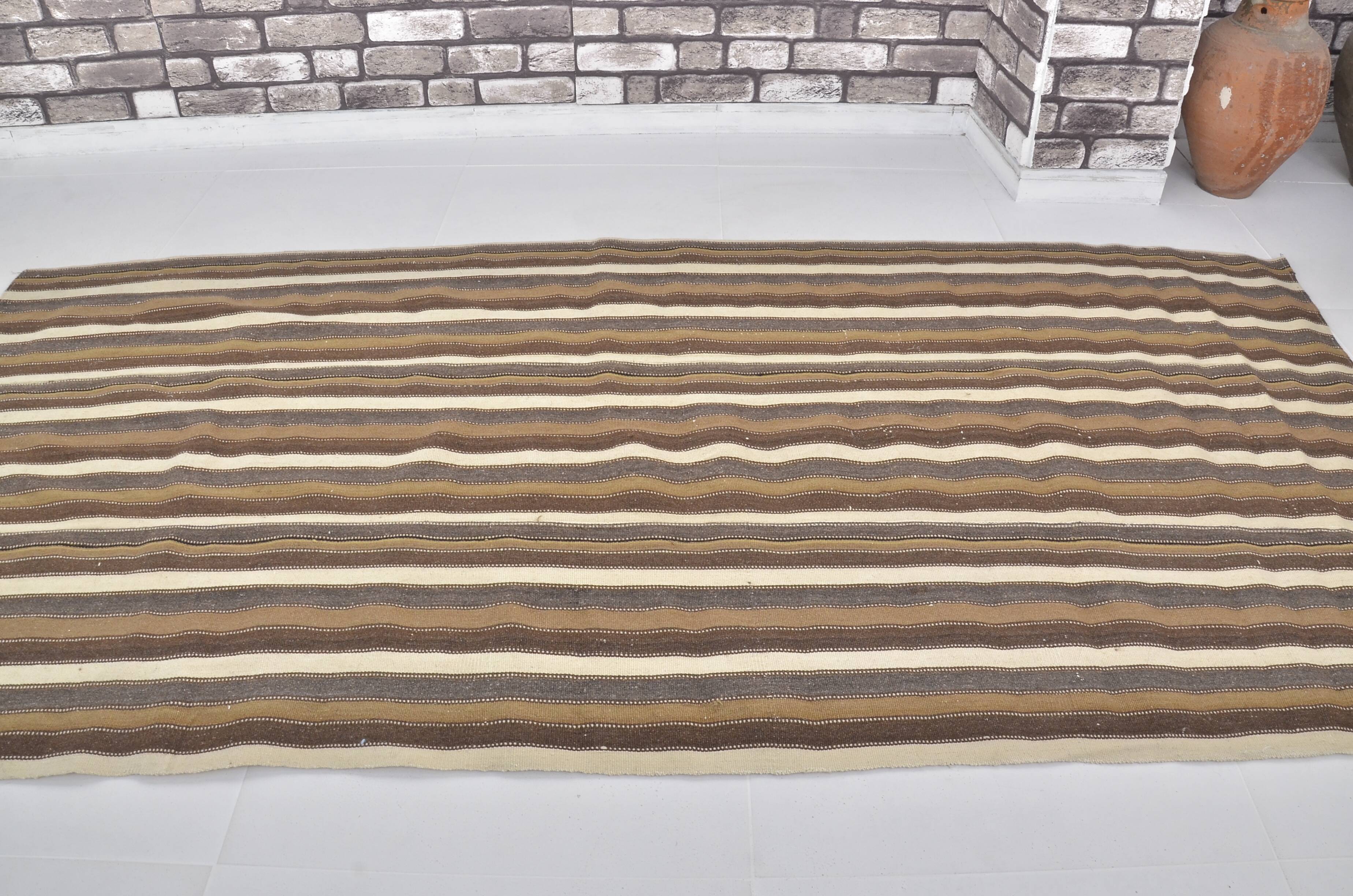 Turkish Neutral Stripe Kilim Rug sku 1655