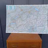 Very large Swiss road map on tole - 126 x 86.5 cm