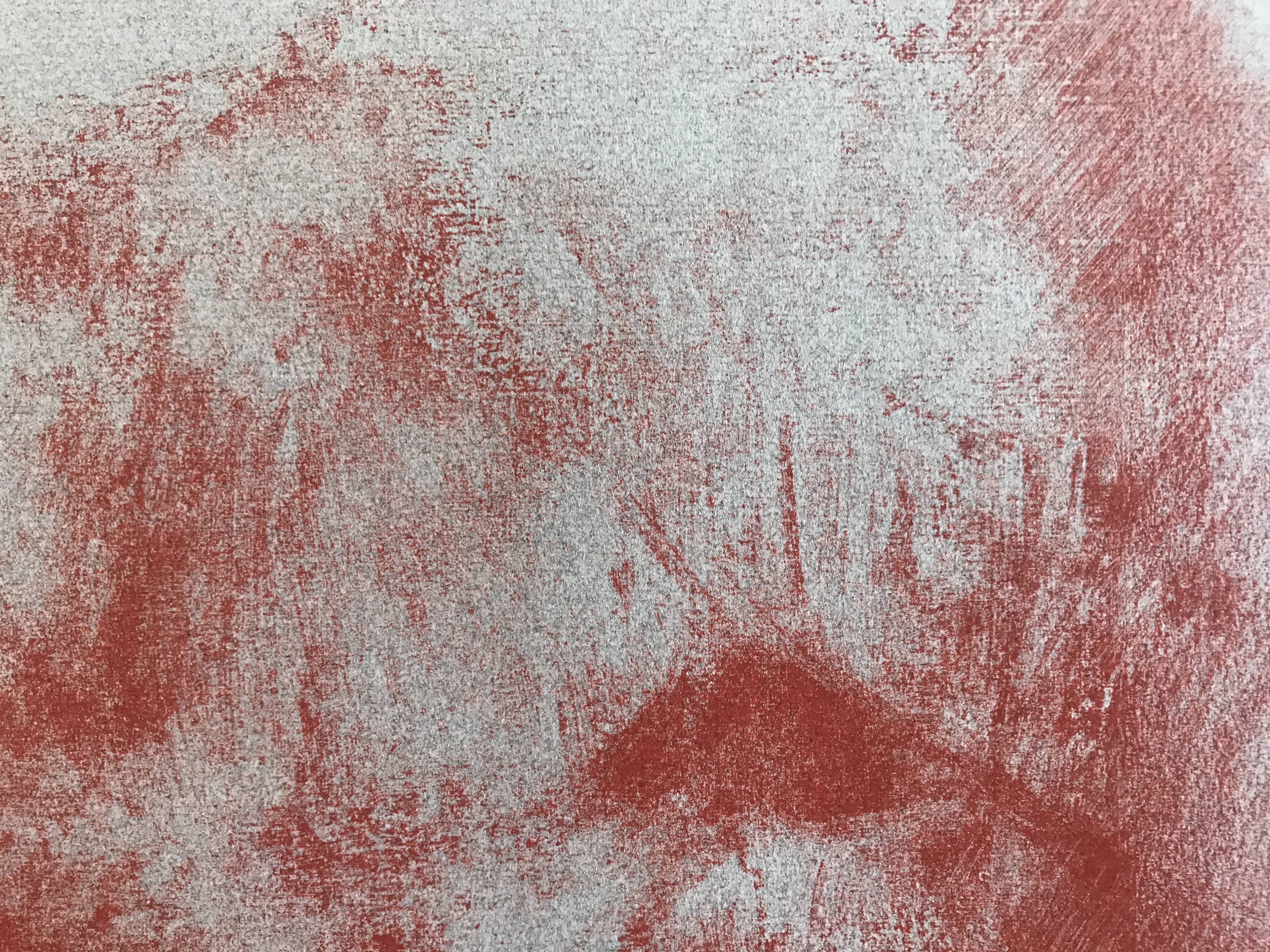 Original lithograph on Ingres paper signed by Claude GARACHE, Suite Vermillon V, 1981