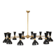 Diabolo chandelier in patinated and black lacquered brass. Contemporary.