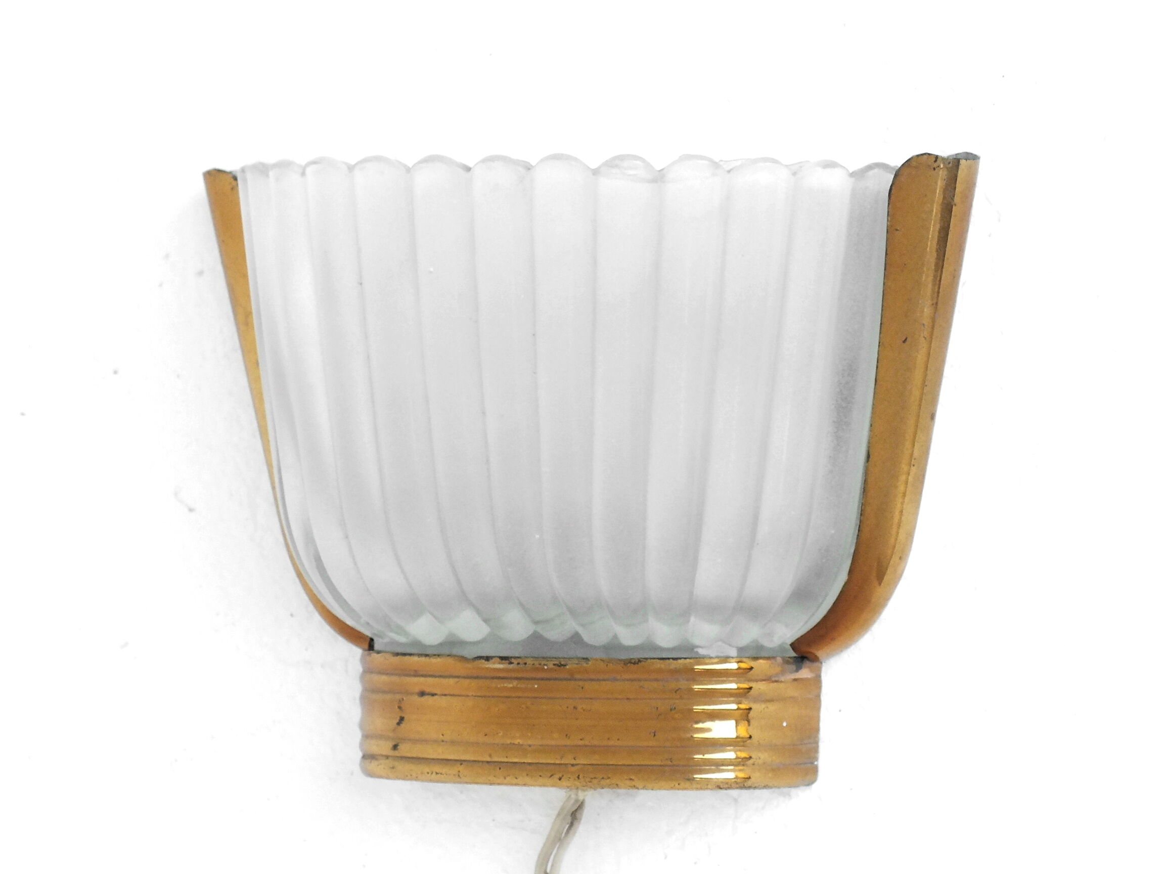 Seguso wall lamp decò years '30 design in glass and brass