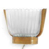 Seguso wall lamp decò years '30 design in glass and brass