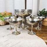 6 dessert cups in silver metal and assorted cut
