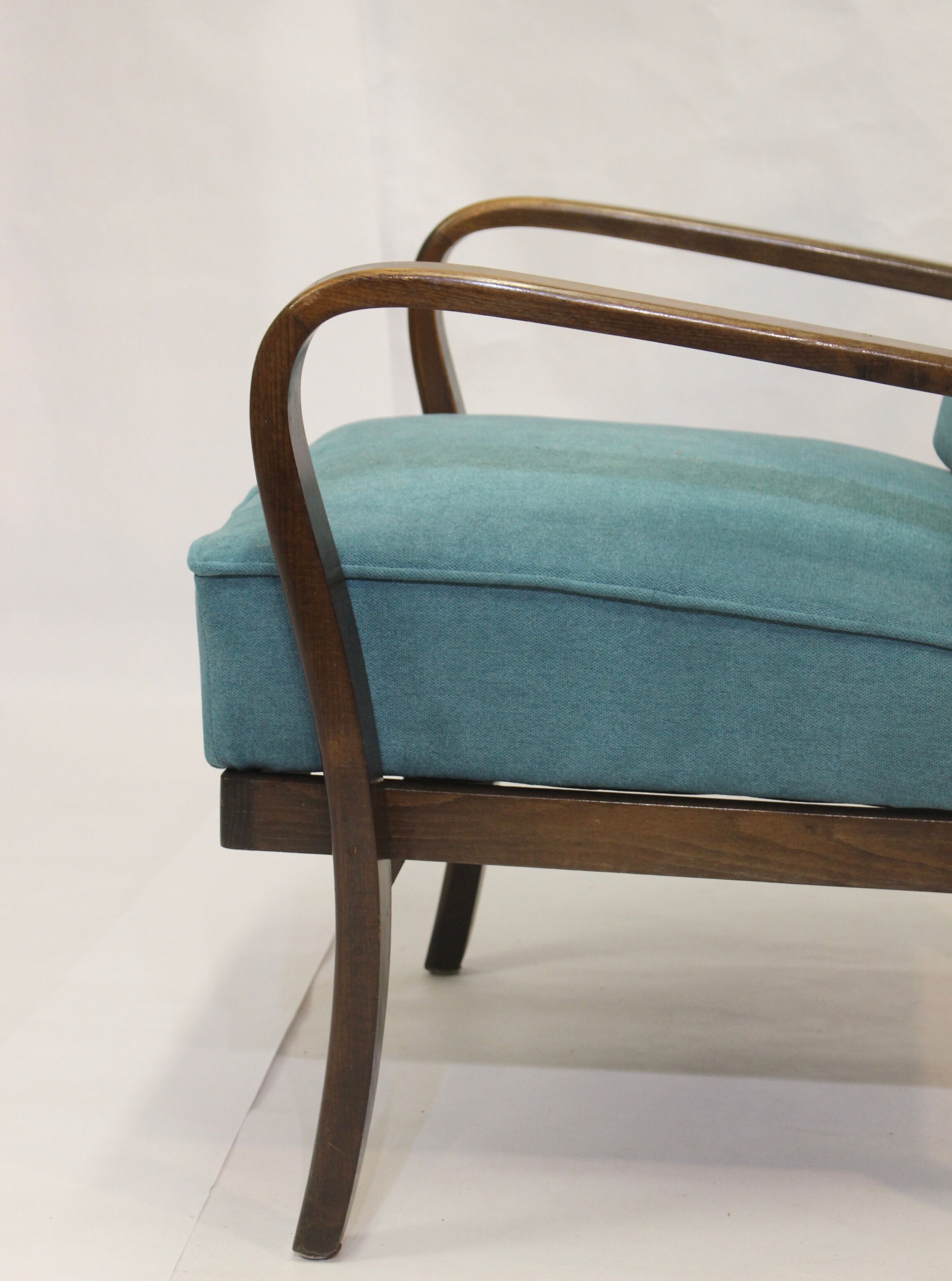 Art Deco curved wood armchair, 1950
