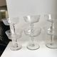 Set of 6 depicted art deco engraved crystal champagne glasses mismatched 50s
