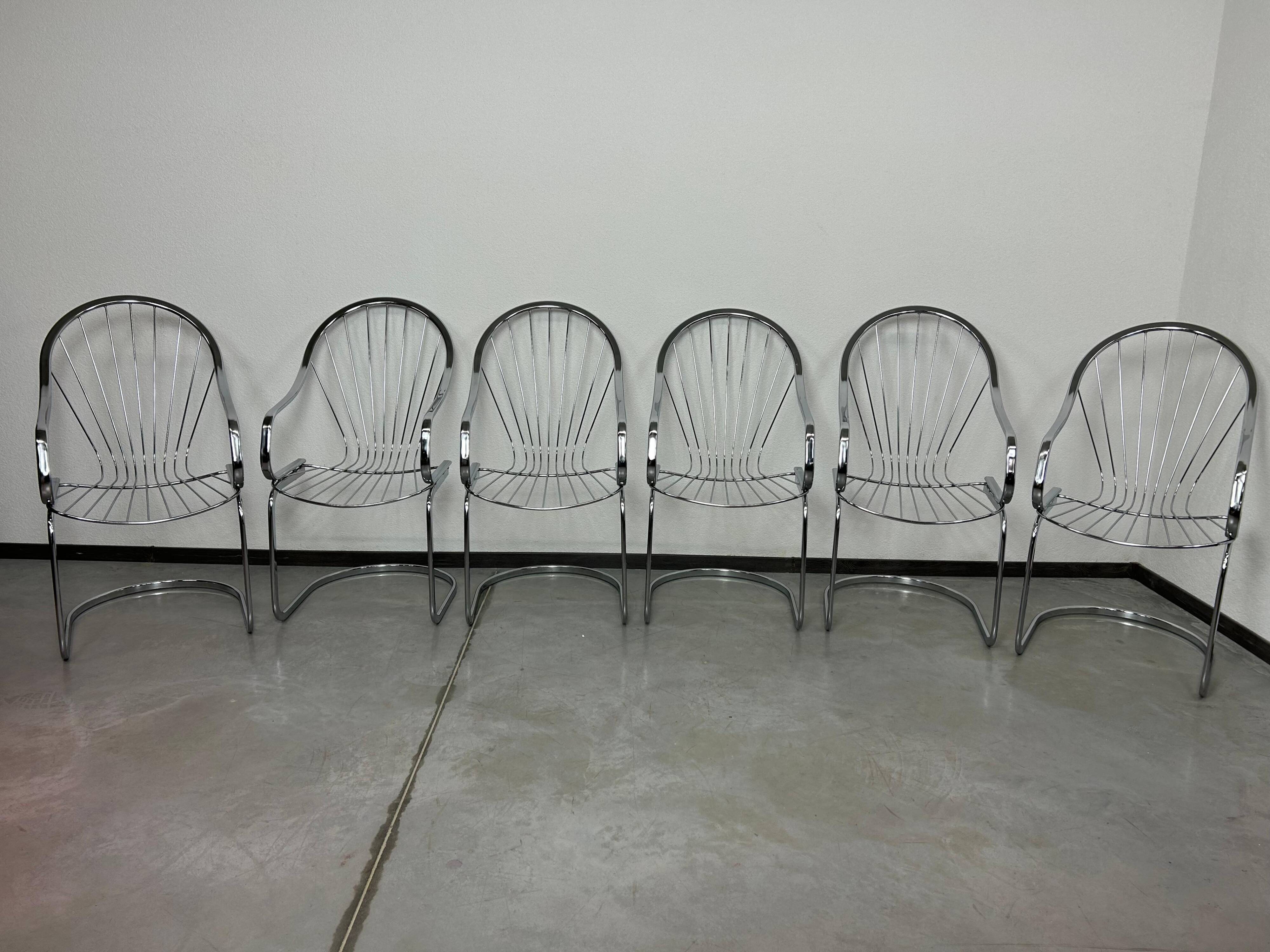 6x chaises de salle à manger au design milieu du siècle par Gastone Rinaldi pour Rima Italie