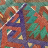 6x10 Green & Purple Vintage Kilim Rug, Modern Oushak Rug, 181x291Cm