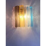 Set of Two Multicolored "Squares Bark" Murano Glass Wall Sconces in Barovia