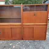 Meubles vitrine des années 50 bois et vitres