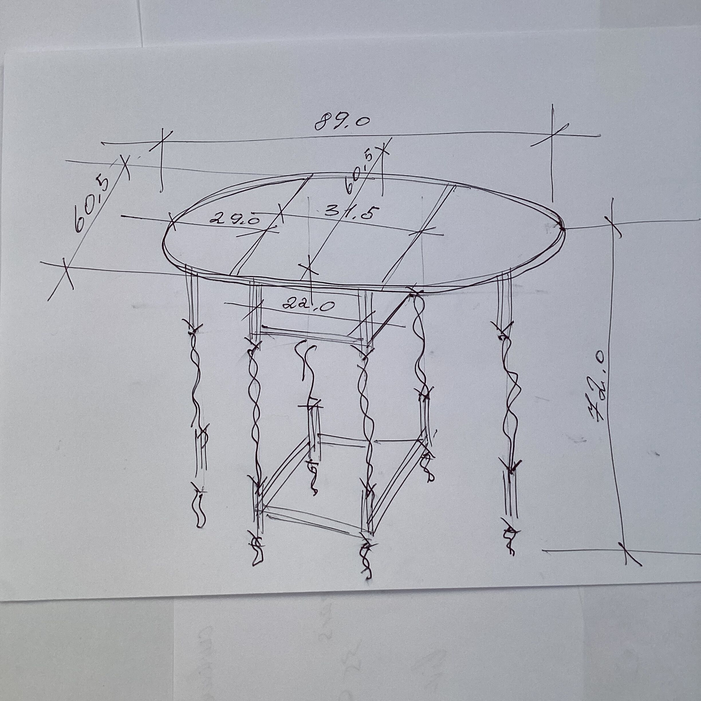 Oak wood table dimension: height -72cm- width -89cm- depth -31.5 to 89cm-