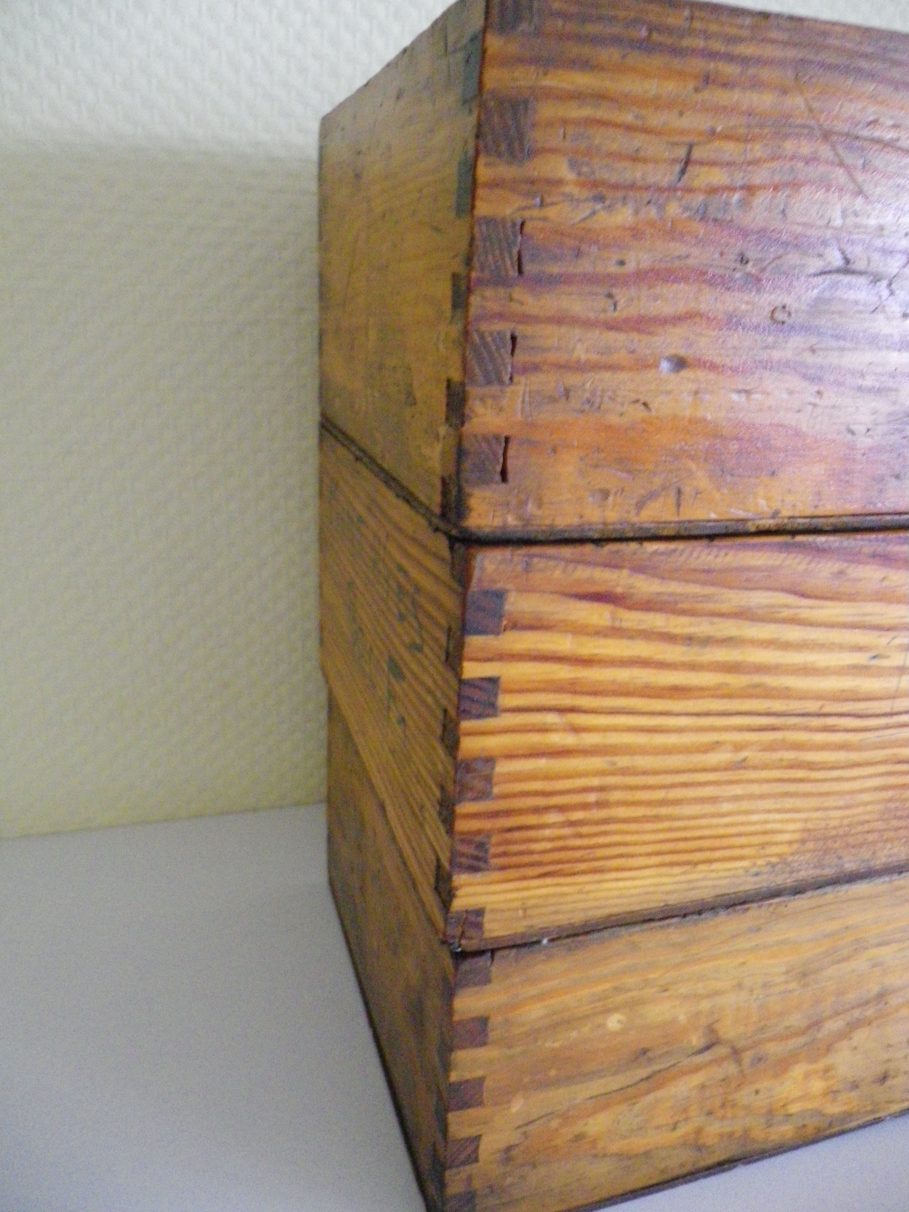 Old lockers wooden tenon mortise Assembly numbered 29,30,36 - 1950s - set of 3