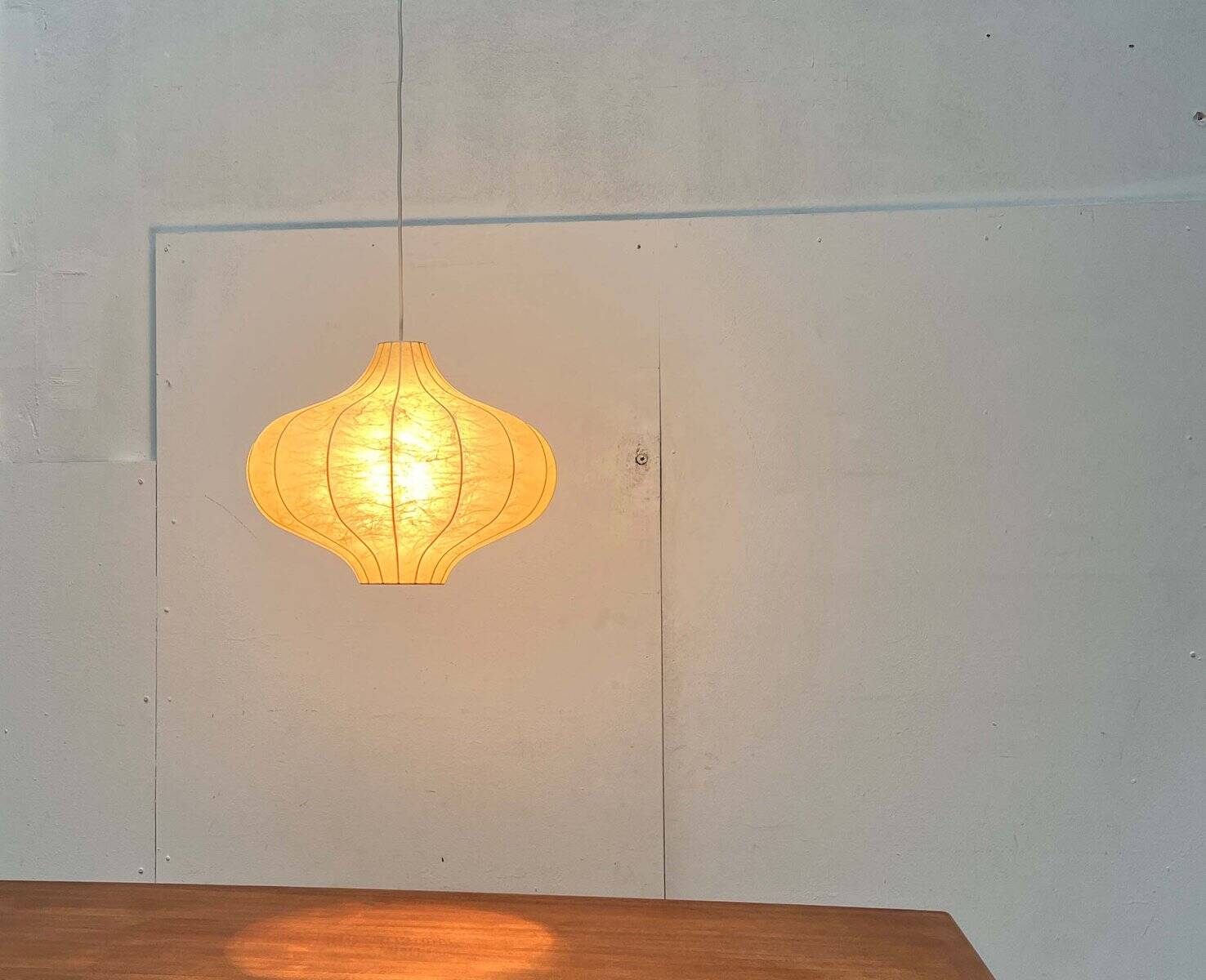 Modern mid-century Cocoon pendant lamp by Friedel Wauer for Goldkant Leuchten, Germany, 1960s.