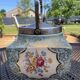 ENGLISH PORCELAIN BISCUIT BARREL ALICE BLUE AT TEA TIME DELICACIES