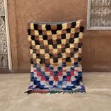 Colorful Boucherouite Berber rug - 93 x 134 cm