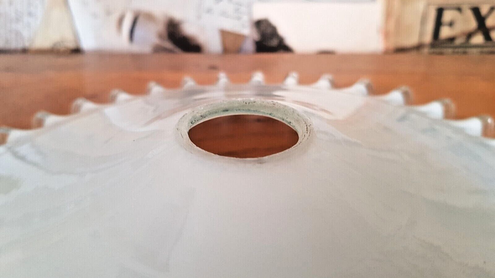 Vintage french frilled glass pendant shade white frosted glass clear edge 3649