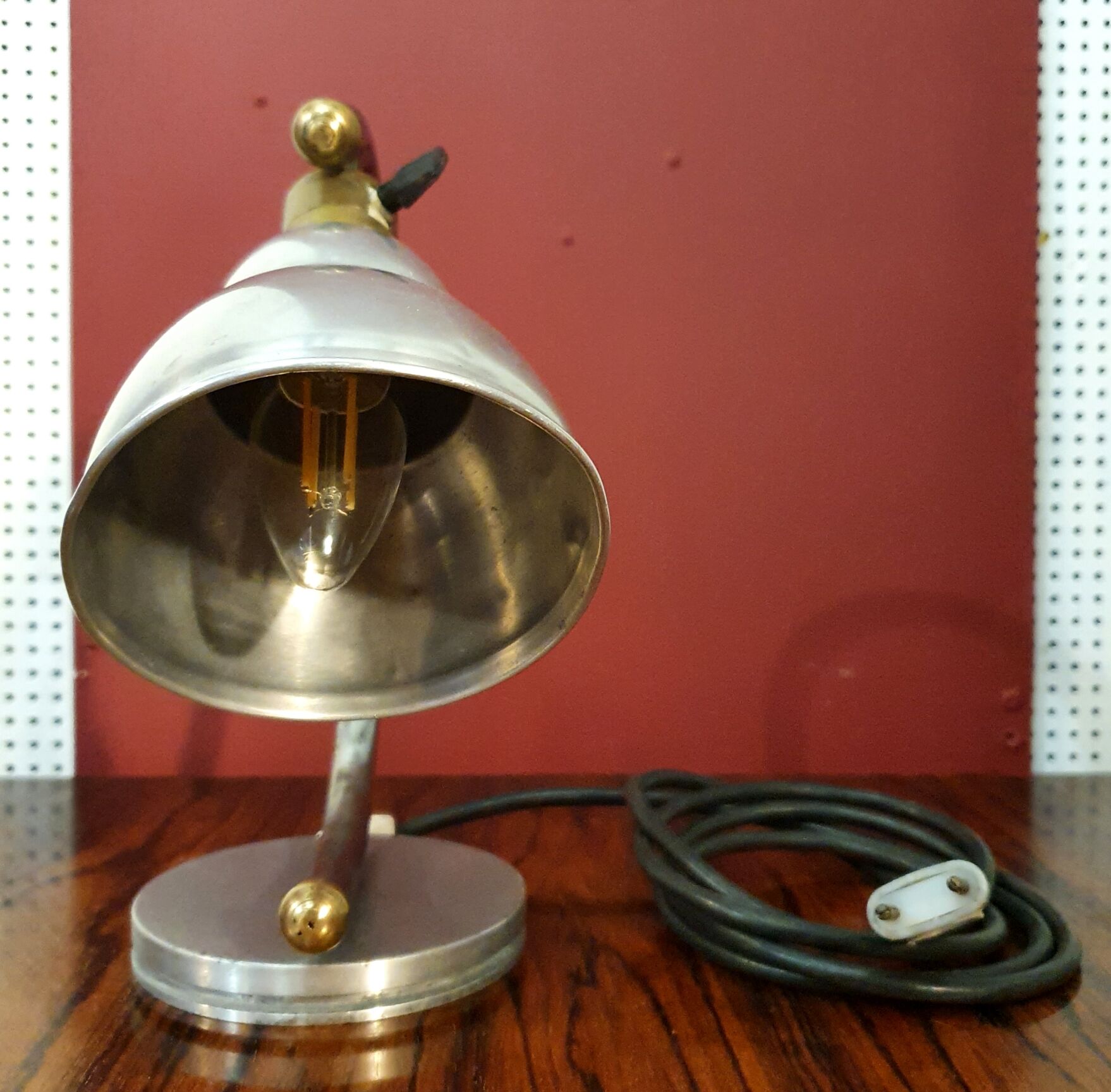 Modernist office lamp - patinated metal - ca 1950