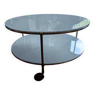 table basse Strind Ikéa années 80 verre blanc opalin et chrome