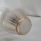 Suspended lantern in moulded glass and brass – 50's vintage light fixture