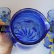 Service to orangeade citronnade in vintage blue glass carafe + 6 glasses