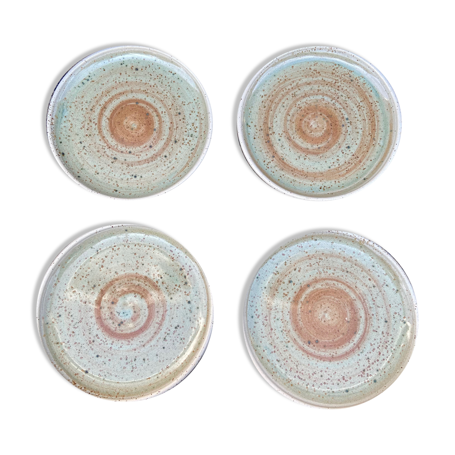 Set of 4 stoneware plates-Manufacture Pornic MBFA-Décor MIA