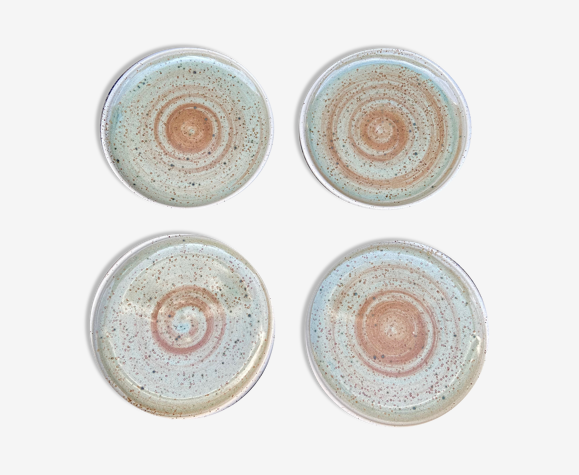 Ensemble de 4 assiettes en grès-Manufacture Pornic MBFA-Décor MIA