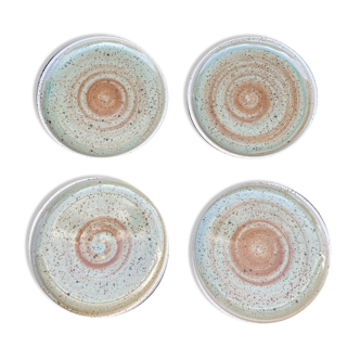 Set of 4 stoneware plates-Manufacture Pornic MBFA-Décor MIA