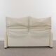 Maralunga 2-seater sofa in white leather by Vico Magistretti for Cassina