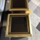 Set of 2 Italian design Hollywood Regency brass and mini bar coffee tables.
