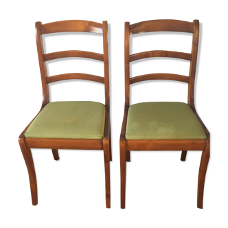 Lot de 2 chaises assises tissu vert