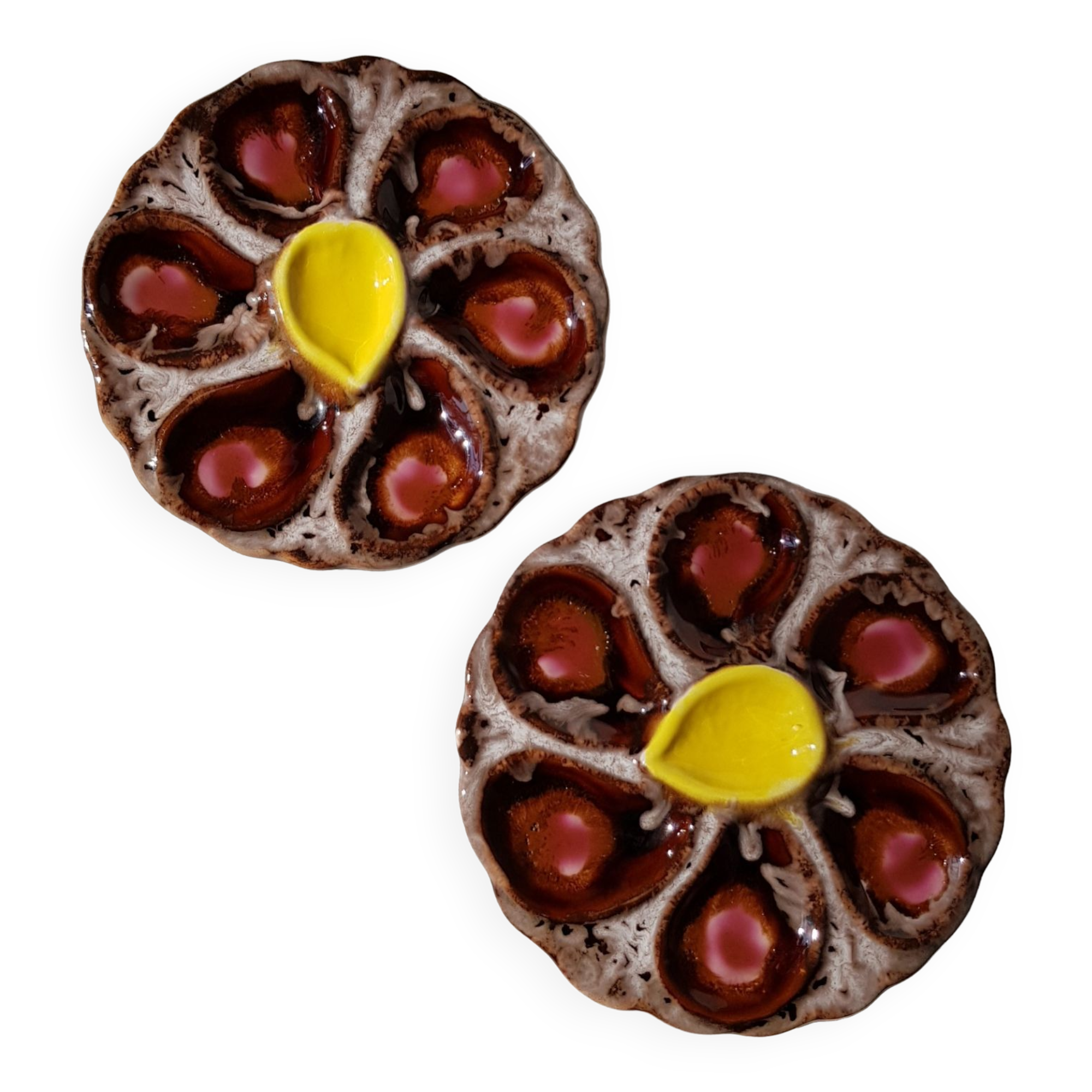 Set de 2 assiettes à huîtres en céramique Vallauris plats de service